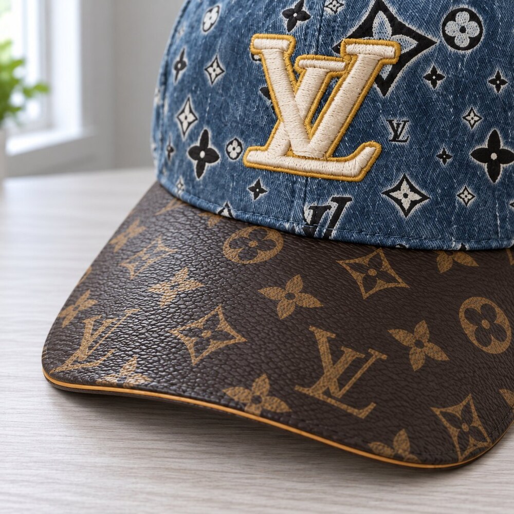 Louis Vuitton Blue Brown Monogram Cap - Picture 6 of 6